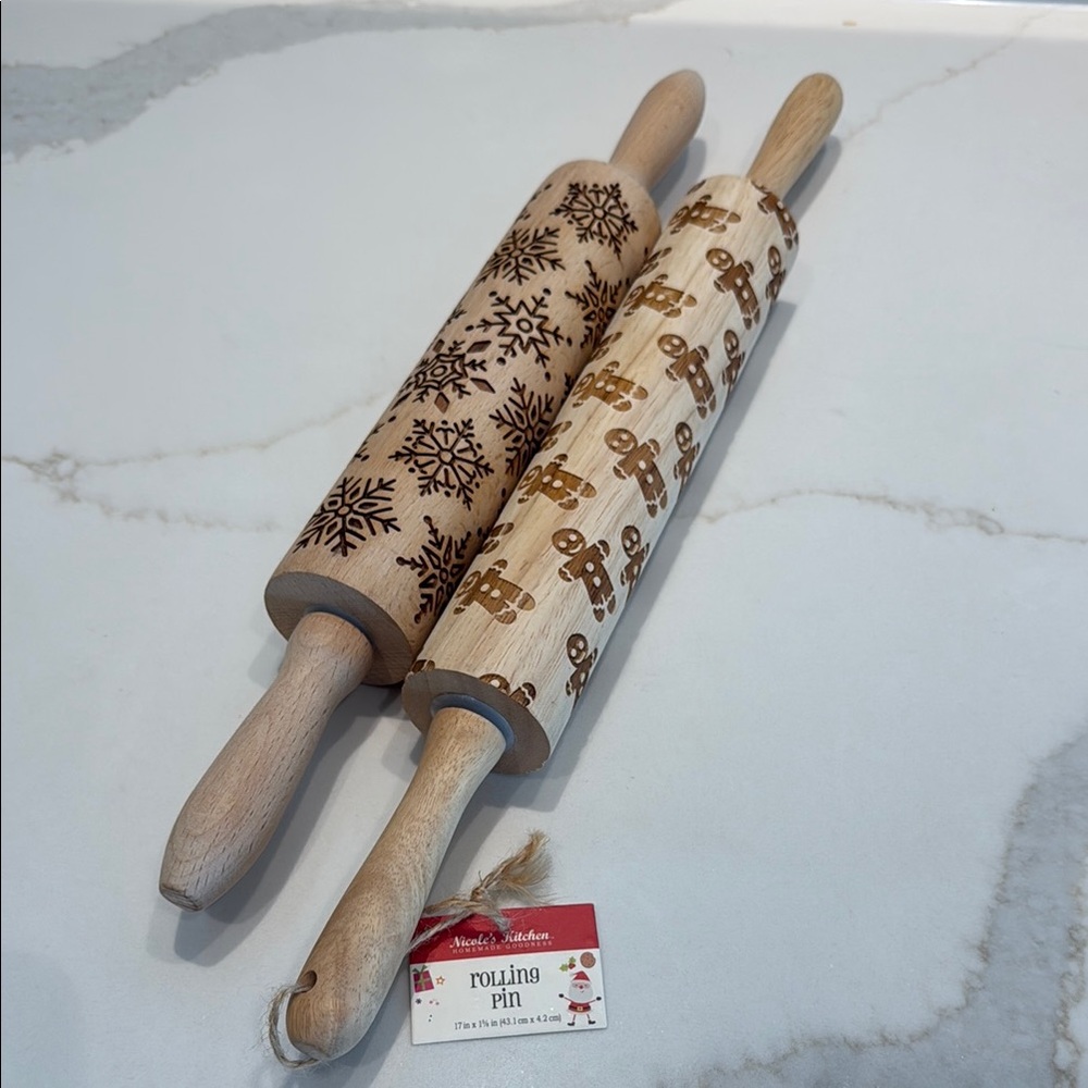 Wooden Rolling Pin Set - Brown